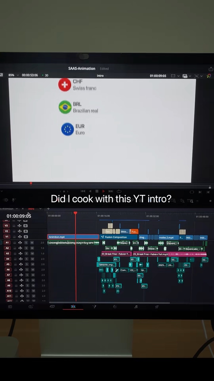 YouTube-Intro in der DaVinci-Timeline